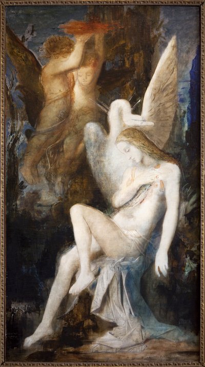 Leda ve kuğu (tuval üzerine yağlı boya) by Gustave Moreau