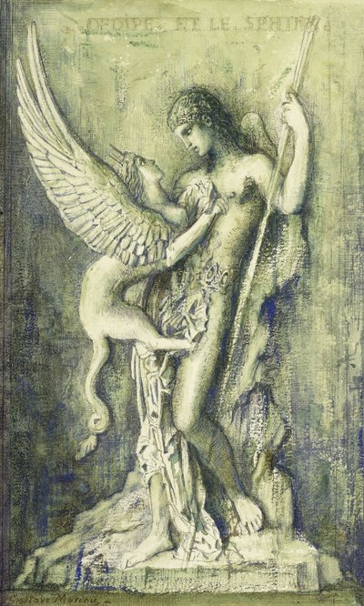 Oidipus ve Sfenks; Oedipe et le Sfenks, by Gustave Moreau