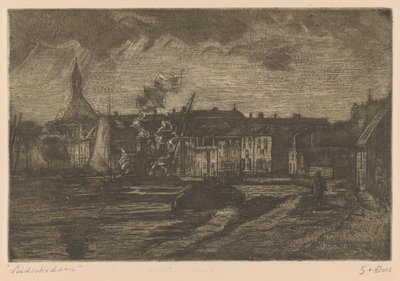 Leidschendam (nesne üzerindeki orijinal başlık) by Gustave van der Does (signed by artist)