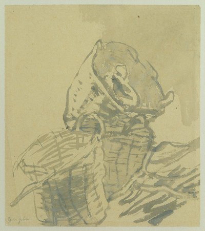 Balıkçı Sepetleri (kağıt üzerine gri yıkama) by Gwen John
