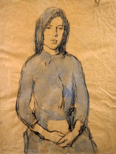 Kız, Kucağında Dinlenen Eller (kalem ve kağıt üzerine sulu boya) by Gwen John