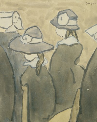 Kilisedeki Küçük Kızlar (kağıt üzerine sulu boya) by Gwen John