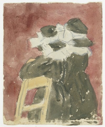 Kilisede duran iki kız (kağıt üzerine sulu boya ile kalem) by Gwen John