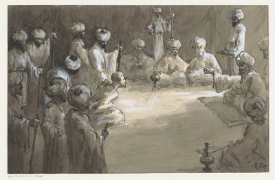erkeklerin toplanması by H.C. Louwerse (signed by artist)