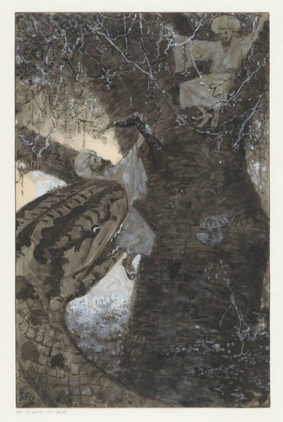 Ağaçtaki adam yılan tarafından yakalandı by H.C. Louwerse (signed by artist)