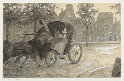 Atlı bir arabada iki kadın by H.C. Louwerse (signed by artist)