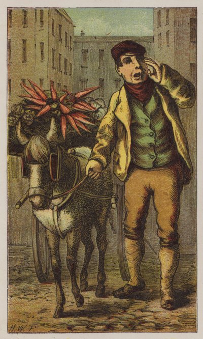 Costermonger (renkli taş) by H.W. (after) Petherick