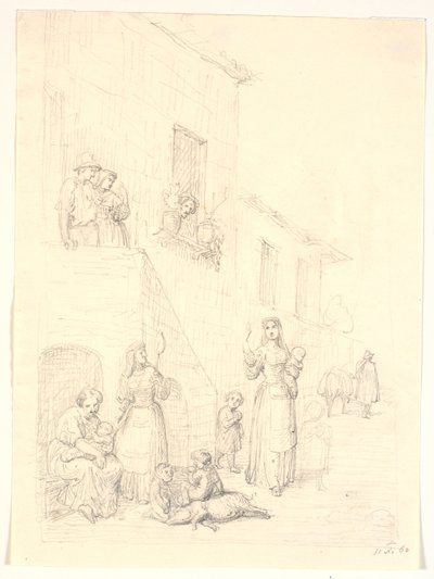 Bir İtalyan evinin dışında kadınlar ve çocuklar by H.W. Bissen