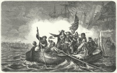 Brandenburg Seçmeni Frederick William'ın ordusu İsveç'in Rüegen adasına çıkarken by H. (after) Kretzschmer