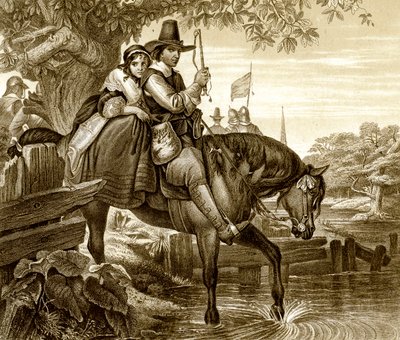 Kılık değiştirmiş II. Charles, kaçmasına yardım eden Jane Lane, 1651, 19. yüzyıl. by H. Bourne
