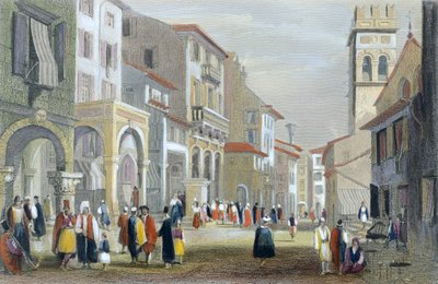 Royal Road, Korfu (renkli gravür) by H. E. Allen