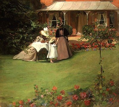 Bahçedeki zarif bayanlar (tuval üzerine yağlı boya) by H. Francis Bate