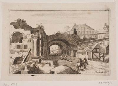 Klasik binaların kalıntıları ile şehir iç by H. Rosenkilde