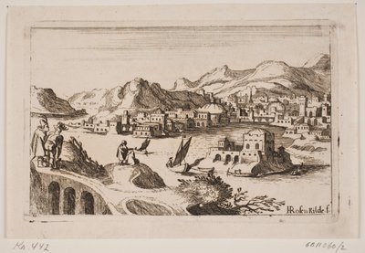Doğu binaları ile tepelik kıyı manzarası by H. Rosenkilde