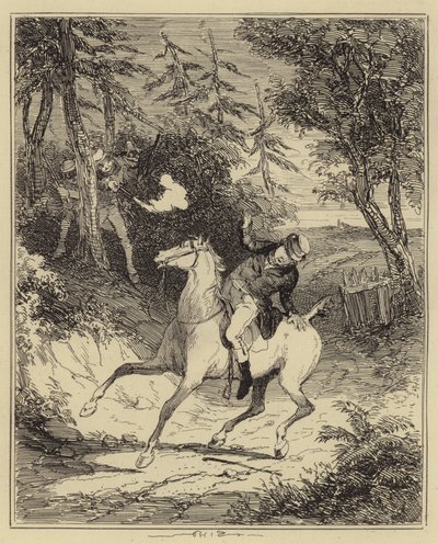 Bay Horsfall'u vuran Ludditler (gravür) by Hablot Knight (1815 92) (after) Browne