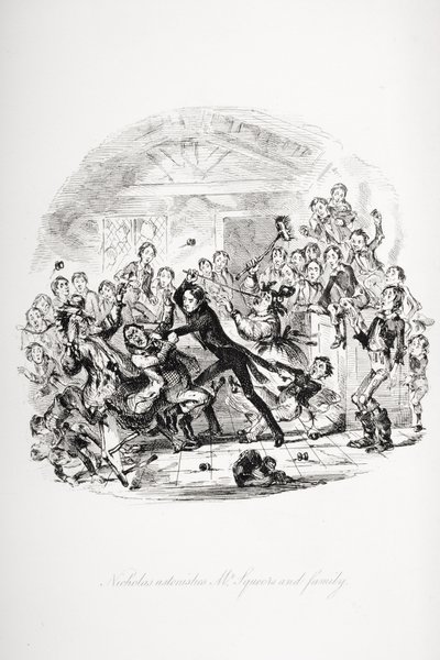 Charles Dickens'ın Nicholas Nickleby için illüstrasyonu by Hablot Knight (1815 92) Browne