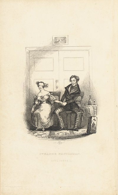 Charles Dickens (1812-70) tarafından yazılan Garip Beyefendi: Komik Bir Burletta kitabının ön yüzü by Hablot Knight Browne