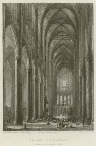 Amiens Katedrali, Nef'in Görünümü, Doğu'ya Bakış by Hablot Knight Browne