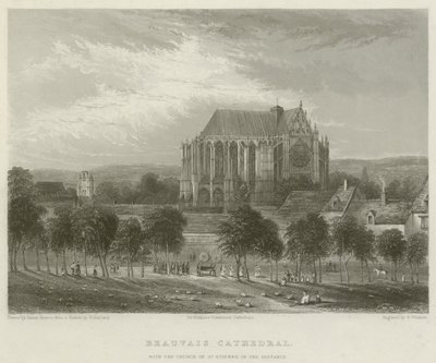 Beauvais Katedrali, Uzaktaki Aziz Etienne Kilisesi ile by Hablot Knight Browne