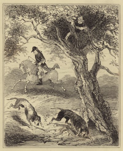 Kan tazıları tarafından avlanan Dick Turpin by Hablot Knight Browne