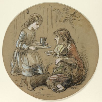 Yoksul Çocuklara Yemek Getiren Kız by Hablot Knight Browne