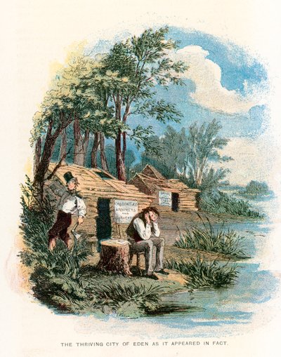 Martin Chuzzlewit için çizim by Hablot Knight Browne
