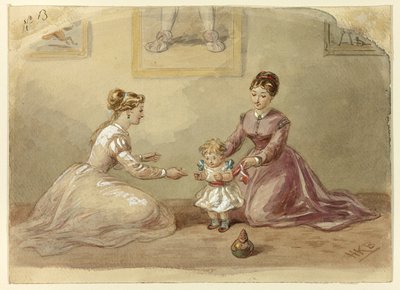 Bebeği Yürümeye İkna Eden Bayanlar by Hablot Knight Browne