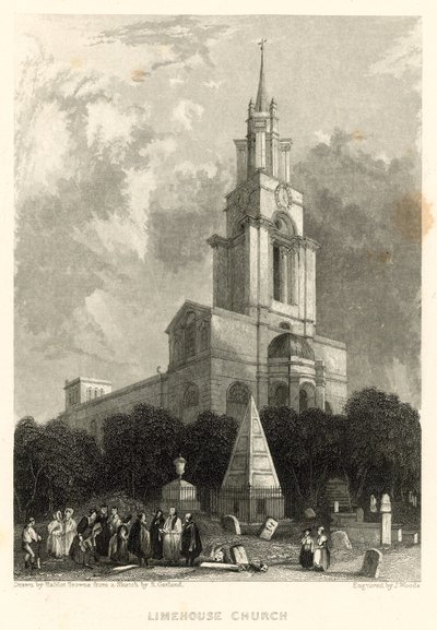 Kireç Evi Kilisesi; Aziz Anne Kilisesi, Limehouse, Londra by Hablot Knight Browne