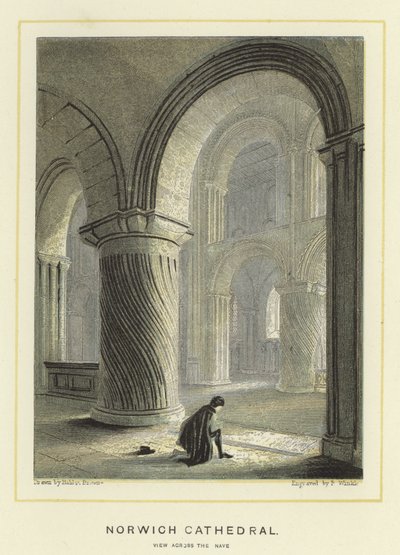 Norwich Katedrali, nefin karşısından görünüm by Hablot Knight Browne