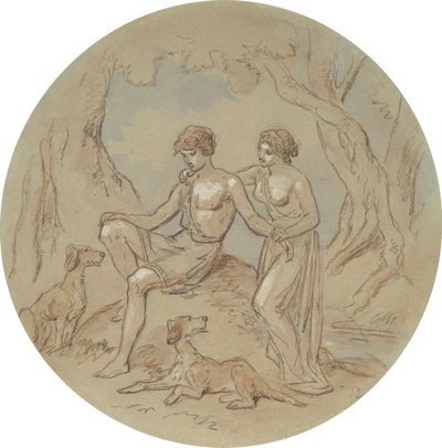 Venüs ve Adonis'i gösteren bir dizi plaka için on sekiz tasarımdan biri by Hablot Knight Browne