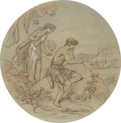 Venüs ve Adonis'i gösteren bir dizi plaka için on sekiz tasarımdan biri by Hablot Knight Browne