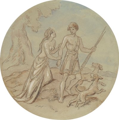Venüs ve Adonis'i gösteren bir dizi plaka için on sekiz tasarımdan biri by Hablot Knight Browne