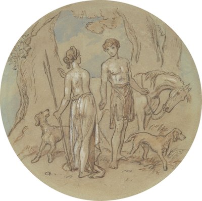 Venüs ve Adonis'i gösteren bir dizi plaka için on sekiz tasarımdan biri by Hablot Knight Browne