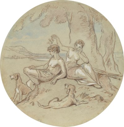 Venüs ve Adonis'i gösteren bir dizi plaka için on sekiz tasarımdan biri by Hablot Knight Browne
