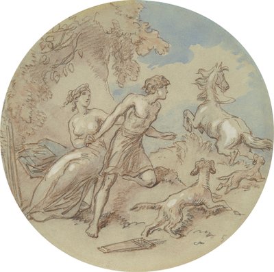 Venüs ve Adonis'i gösteren bir dizi plaka için on sekiz tasarımdan biri by Hablot Knight Browne