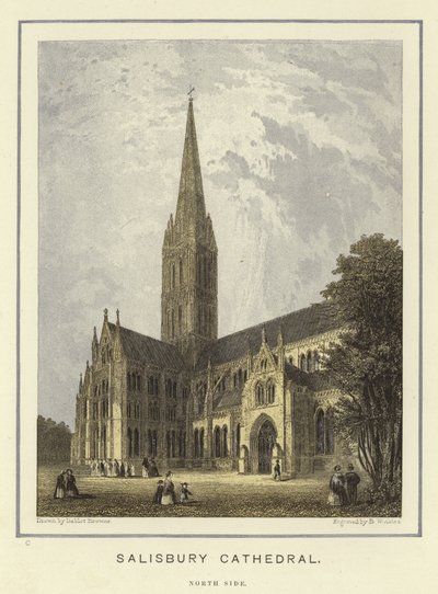 Salisbury Katedrali, kuzey tarafı by Hablot Knight Browne