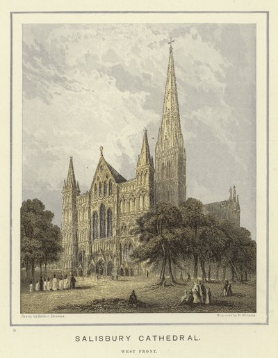Salisbury Katedrali, batı cephesi by Hablot Knight Browne