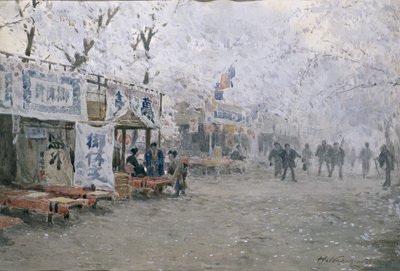 Kiraz Çiçeği Festivali, 1903 dolayları (kırık beyaz kağıt üzerine suluboya) by Hachir Nakagawa