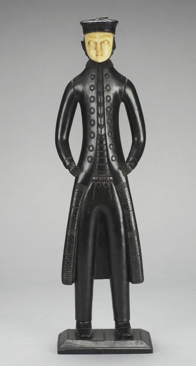 Deniz Kaptanı Figürü, Kraliçe Charlotte Adaları, Britanya Kolumbiyası, 1840 dolayları (arjilit ve fildişi) by Haida