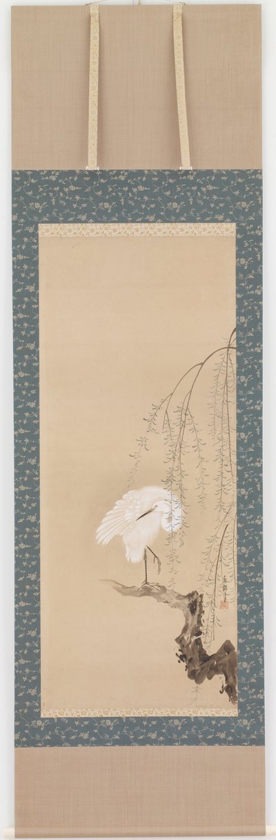 Balıkçıl ve söğüt, Edo dönemi, 17. yüzyıl sonu - 18. yüzyıl başı. by Hanabusa Itcho