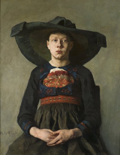 Bir Bavyera Köylü Kızı - Bir Bavyera Köylü Kızı, Pauli (Hirsch-Pauli), Hanna (1864-1940). tuval üzerine yağlıboya by Hanna Pauli