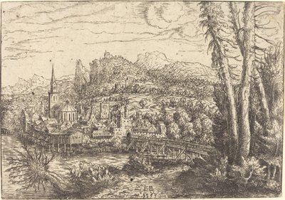 Nehrin Yanında Bir Şehrin Görünümü by Hanns Lautensack