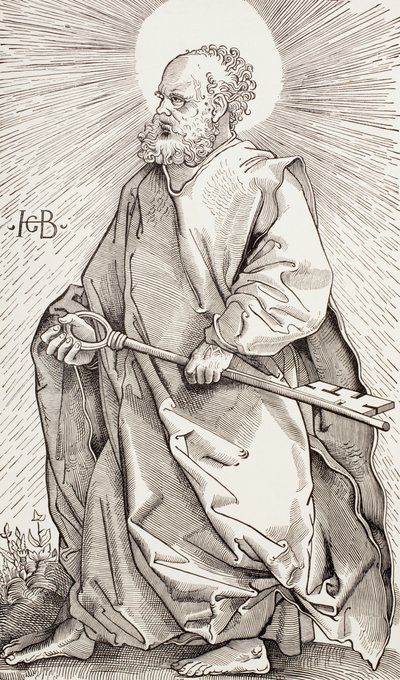 Aziz Peter, Cennetin Krallığının Anahtarlarını Tutuyor by Hans (after) Baldung Grien