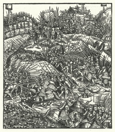 Avusturya Arşidükü Maximilian ve ordusu Fransızlarla savaşıyor by Hans (after) Burgkmair