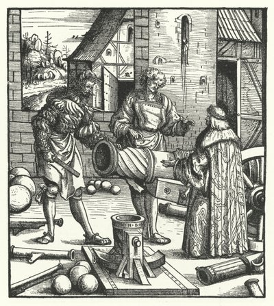 Avusturya Arşidükü Maximilian danışmanlık silah ustaları (gravür) by Hans (after) Burgkmair