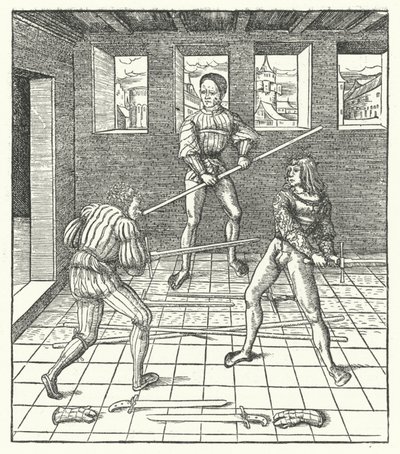 Avusturya Arşidükü Maximilian eskrim sanatını öğreniyor (gravür) by Hans (after) Burgkmair