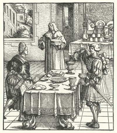 Avusturya Arşidükü Maximilian mutfak sanatlarını öğreniyor (gravür) by Hans (after) Burgkmair