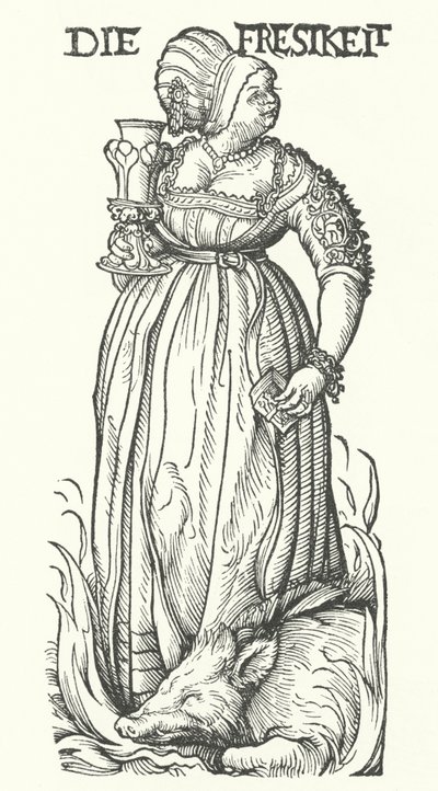 Oburluk: yedi ölümcül günahtan biri (gravür) by Hans (after) Burgkmair