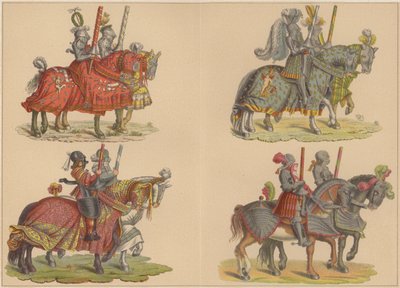 Atlı şövalyeler (renkli taş) by Hans (after) Burgkmair