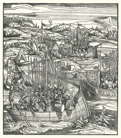 Kutsal Roma İmparatoru Maximilian I, filosu ile La Spezia, İtalya by Hans (after) Burgkmair